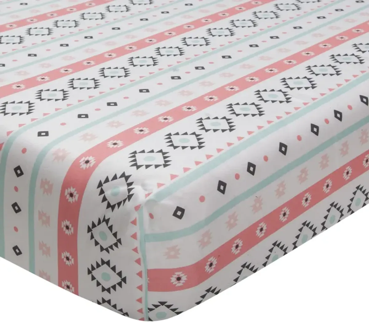 Lambs & Ivy Little Spirit Cotton Fitted Crib Sheet - White, Coral, Modern