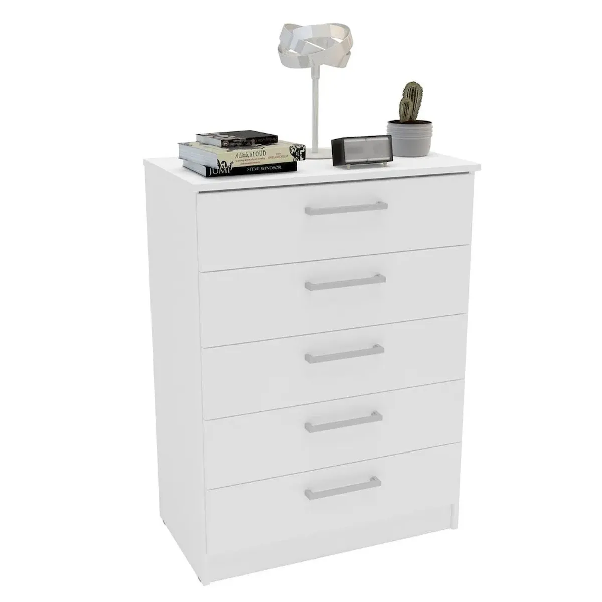 Polifurniture Juliette Modern 5 Drawer Dresser, White