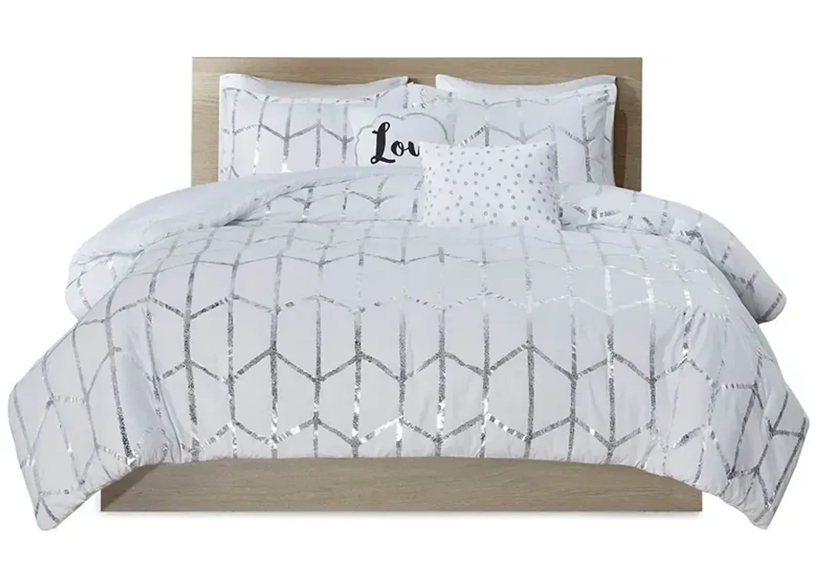 Gracie Mills Isabelle 5-Piece Metallic Geometric Comforter Set