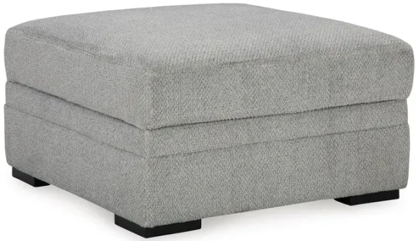 Viney Storage Ottoman with 4 Cupholders, Cement Gray Polyester 37 Inch - Benzara