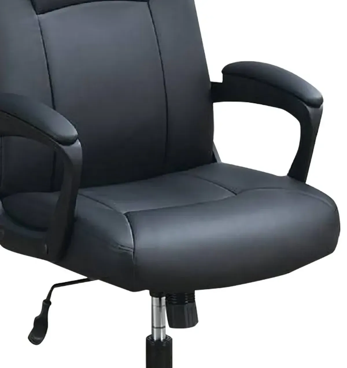 Office Chair with Curved Arms and Leatherette Upholstery, Black-Benzara