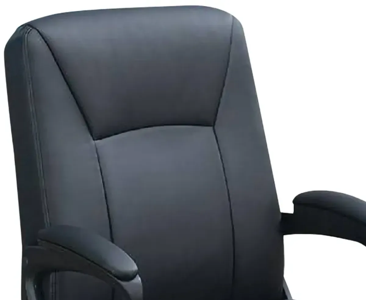 Office Chair with Curved Arms and Leatherette Upholstery, Black-Benzara