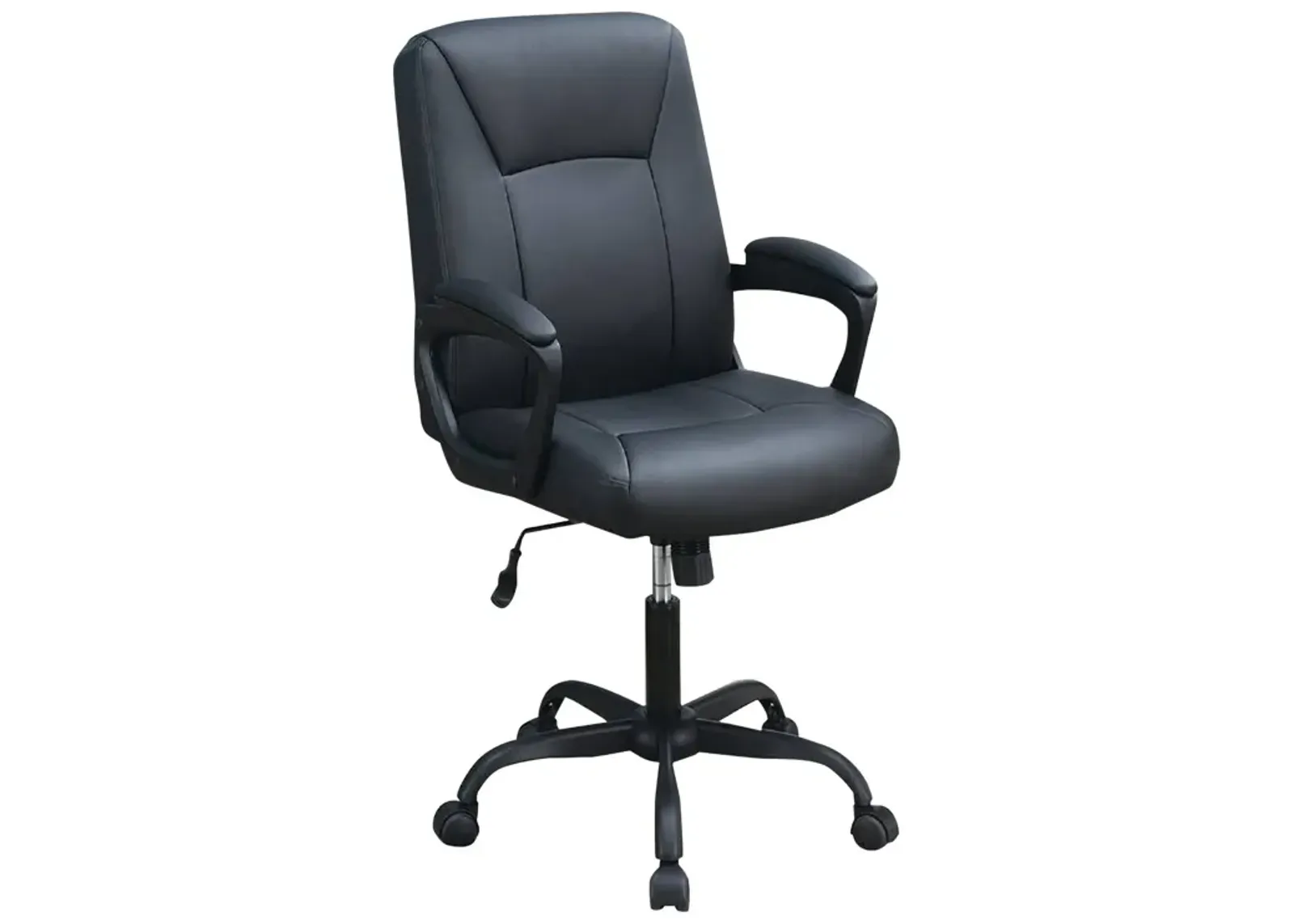 Office Chair with Curved Arms and Leatherette Upholstery, Black-Benzara