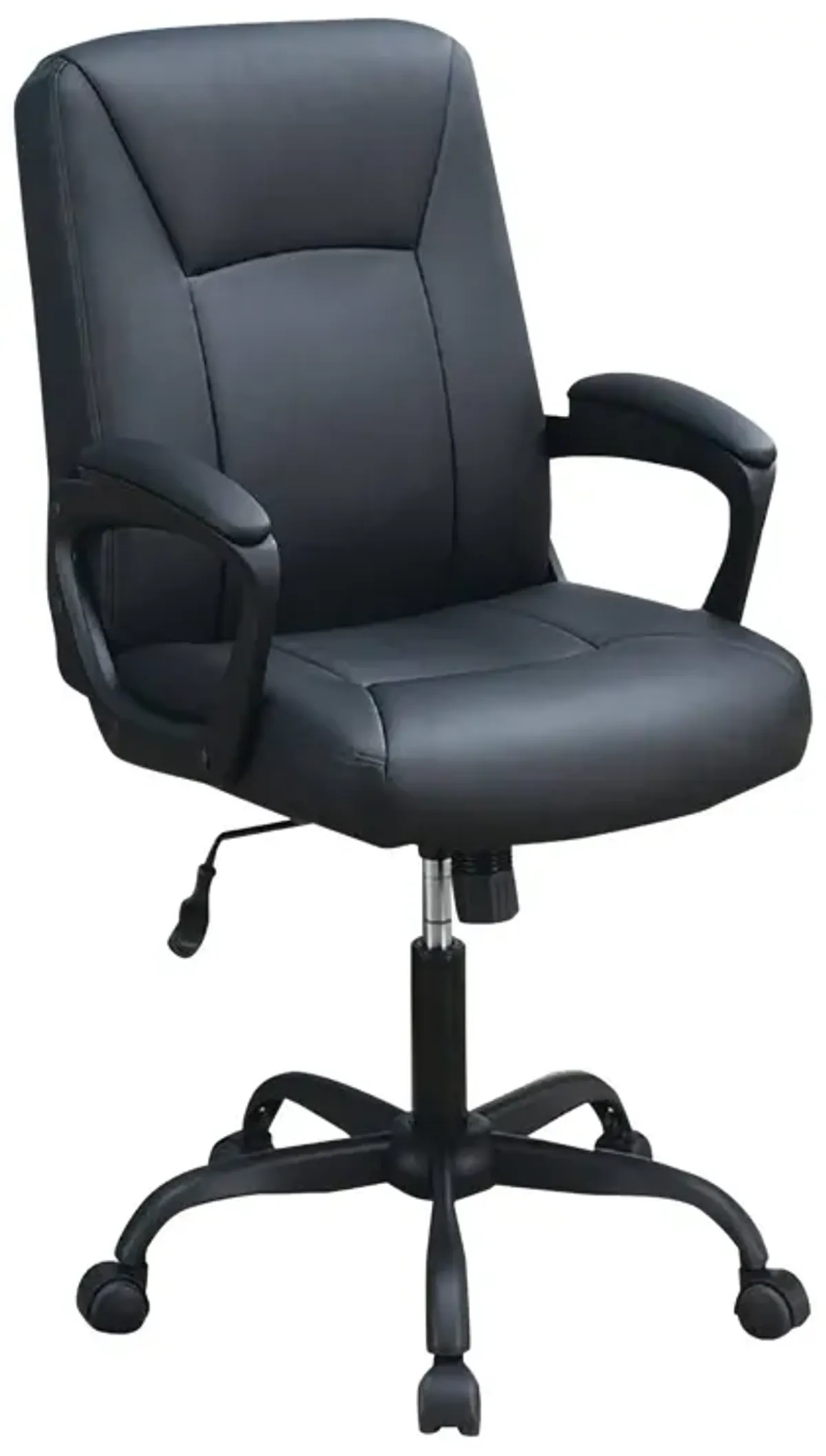 Office Chair with Curved Arms and Leatherette Upholstery, Black-Benzara