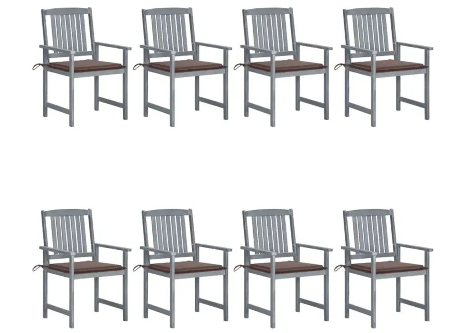 vidaXL Garden Chairs with Cushions 8 pcs Solid Acacia Wood Gray