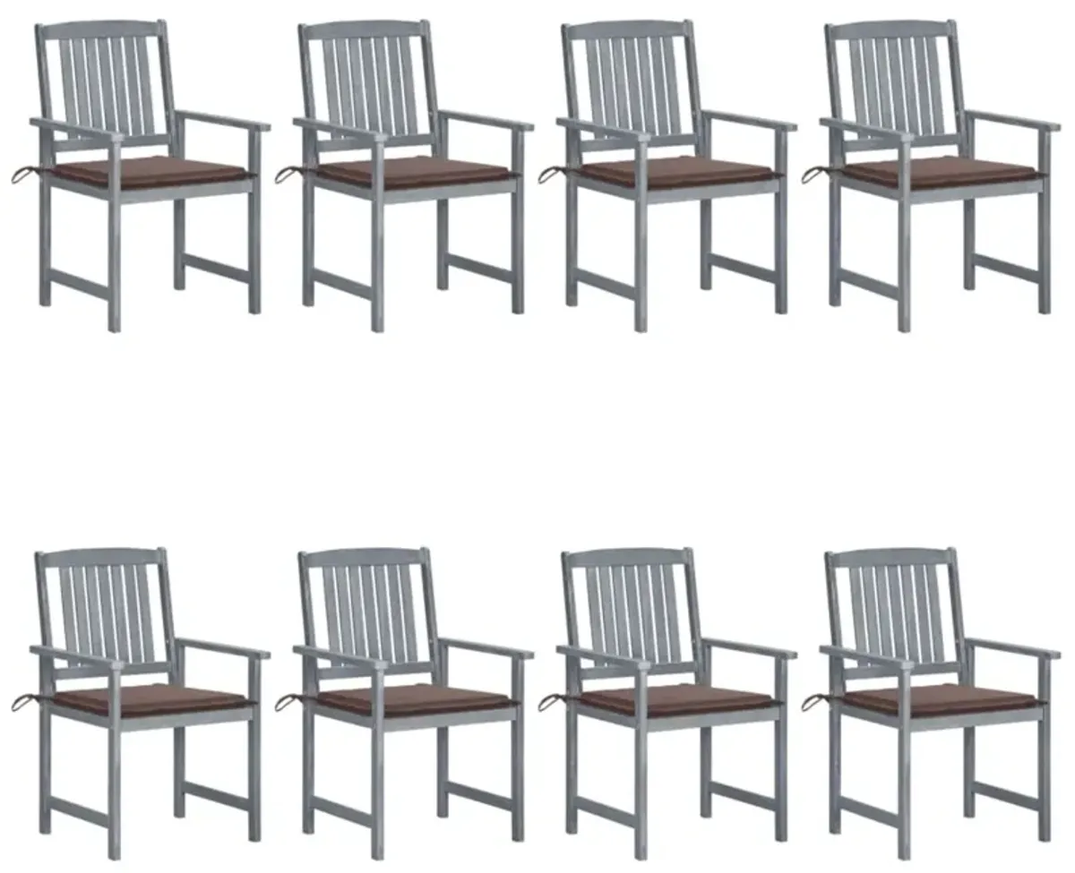 vidaXL Garden Chairs with Cushions 8 pcs Solid Acacia Wood Gray