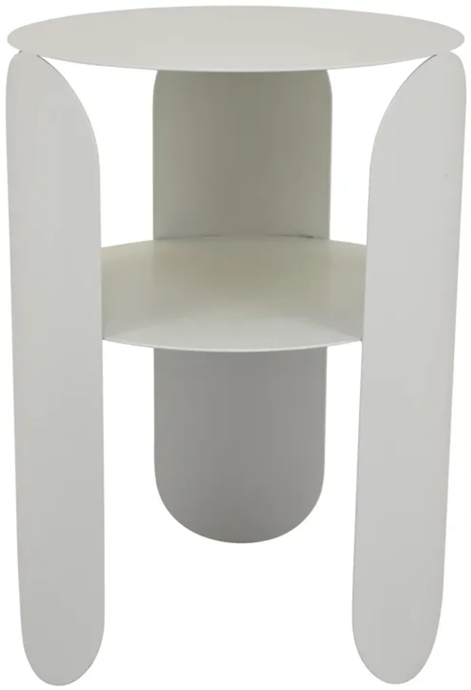 Gigi Plant Stand Table, 1 Shelf, White Metal Frame, Round 14 Inch Top - Benzara