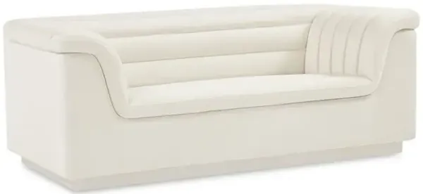 Meridian Furniture Cascade Cream Velvet Fabric Loveseat