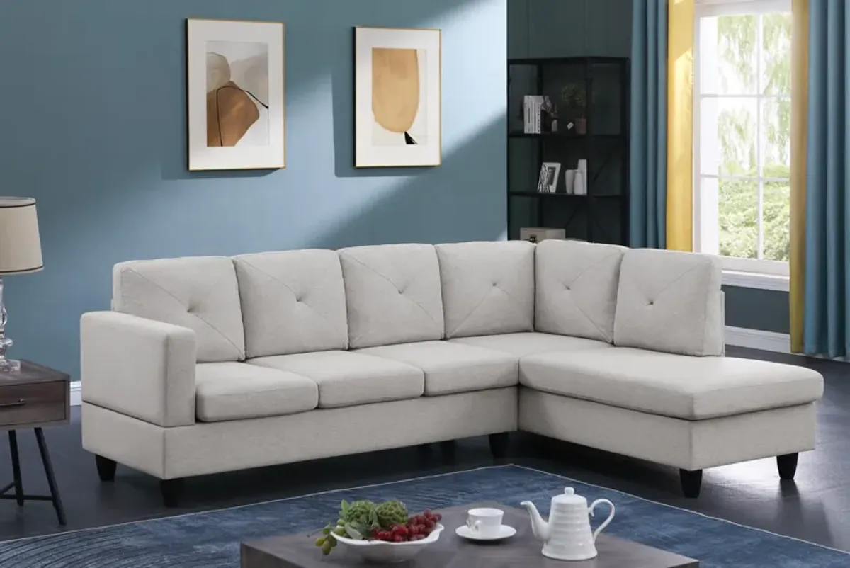 Streamdale Santiago Light Gray Linen Sectional Sofa With Right Facing Chaise