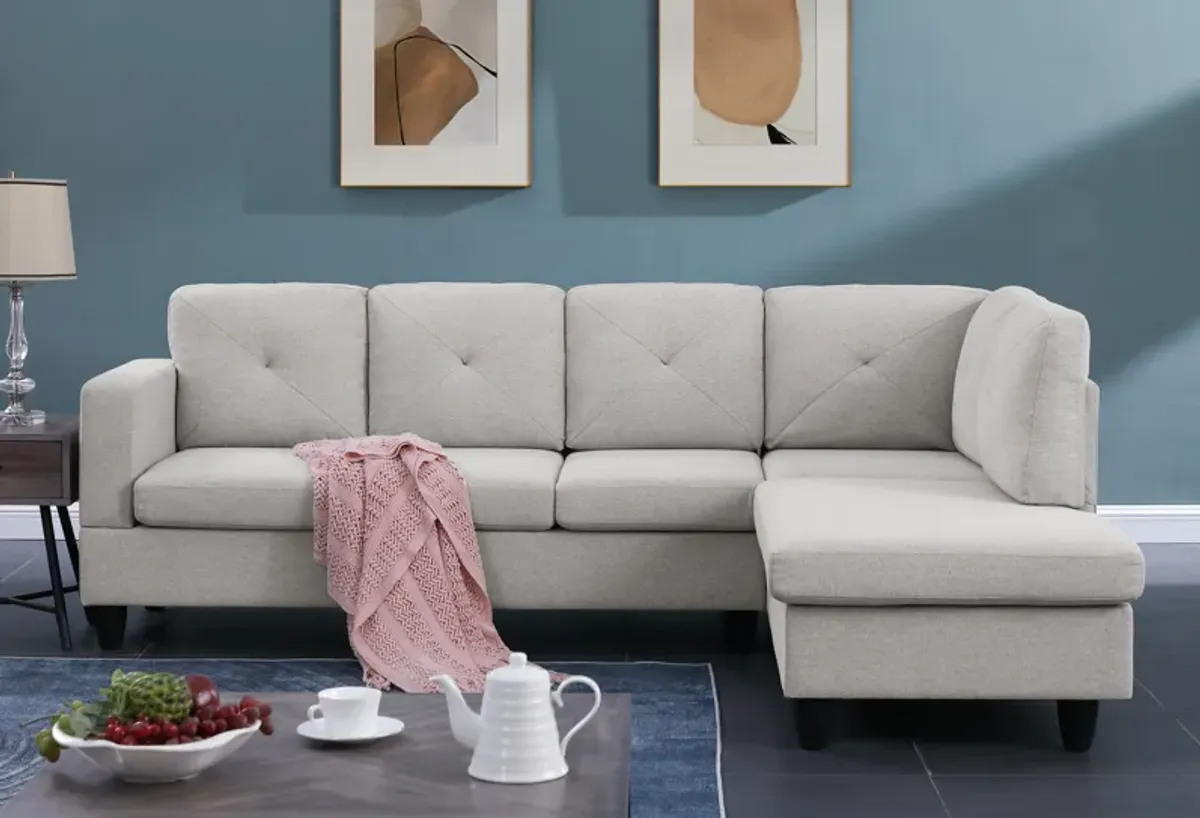 Streamdale Santiago Light Gray Linen Sectional Sofa With Right Facing Chaise