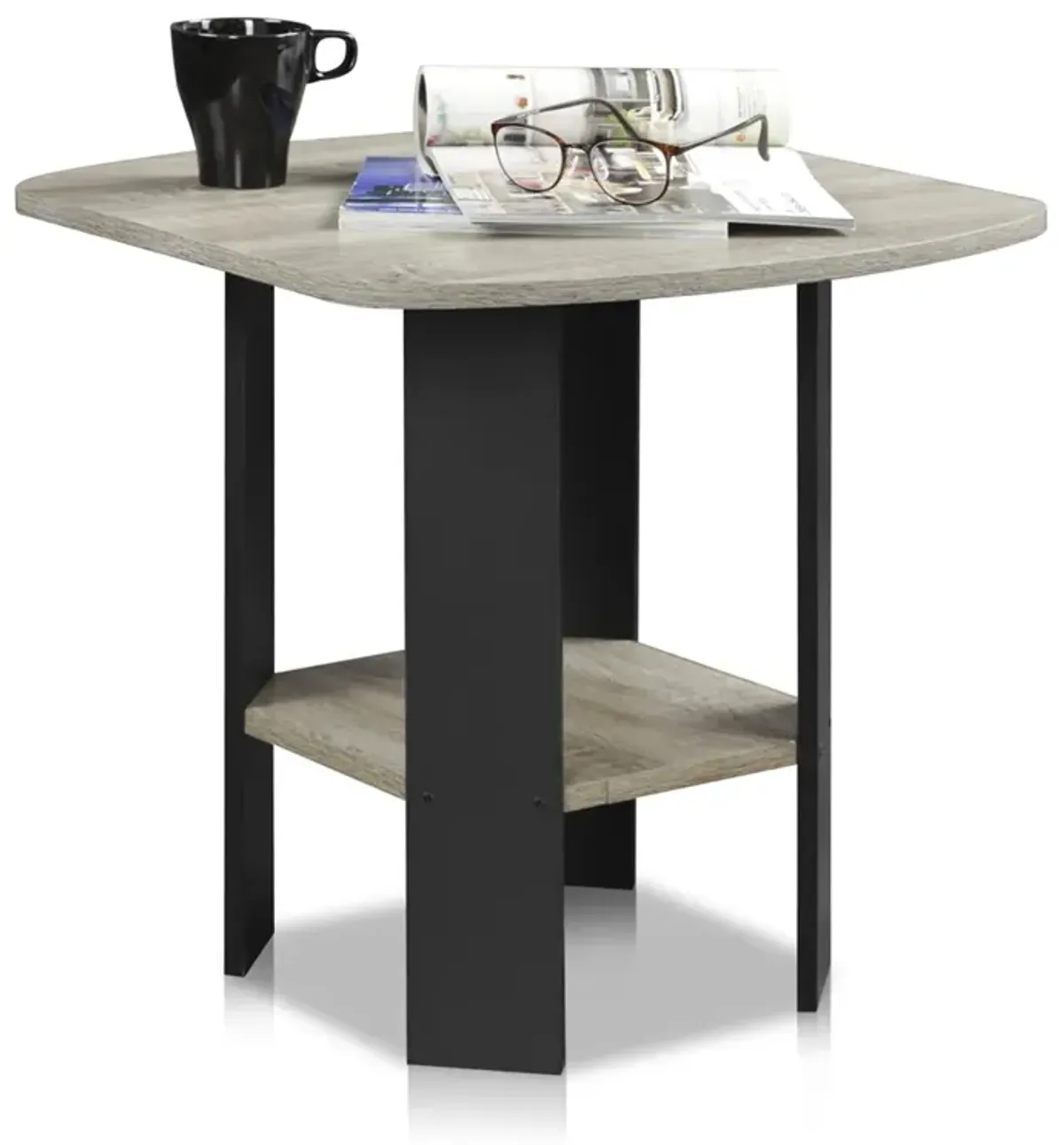 Simple Design End/Side Table, Oak Grey/Black