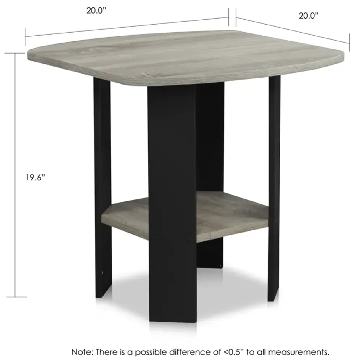 Simple Design End/Side Table, Oak Grey/Black