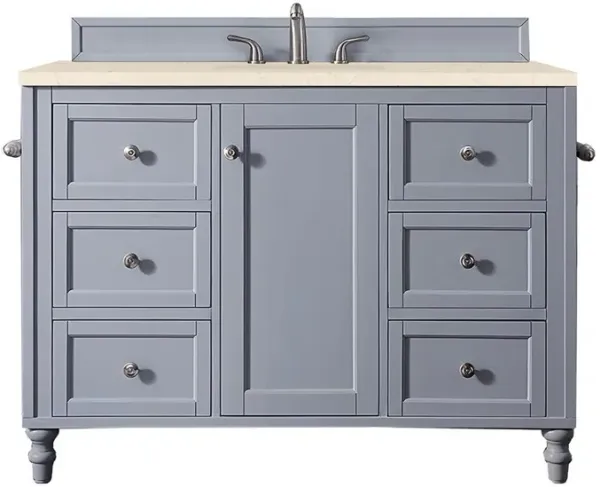 James Martin Vanities 48 Single Vanity, Silver Gray w/ 3 CM Eternal Marfil Quartz Top