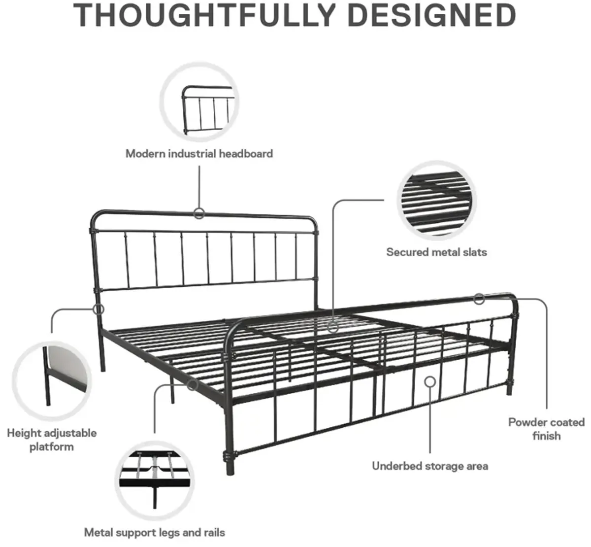 Wyn Metal Black Bed