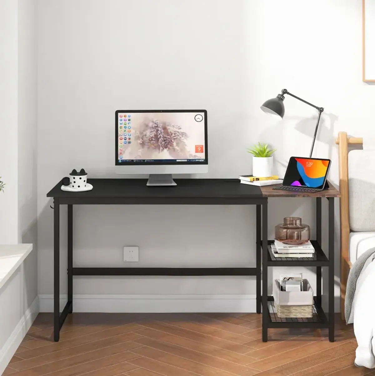 59 Inch Home Office Computer Desk with Removable Storage Shelves