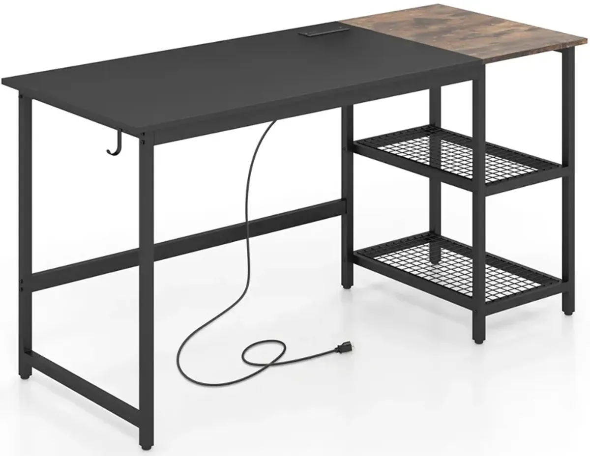 59 Inch Home Office Computer Desk with Removable Storage Shelves