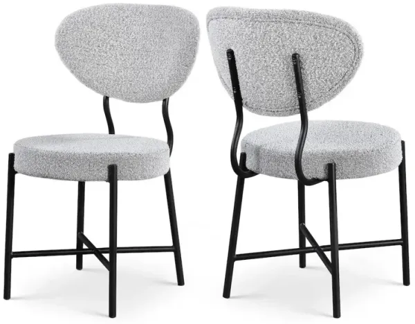 Meridian Furniture Allure Grey Boucle Fabric Dining Chair, Set of 2