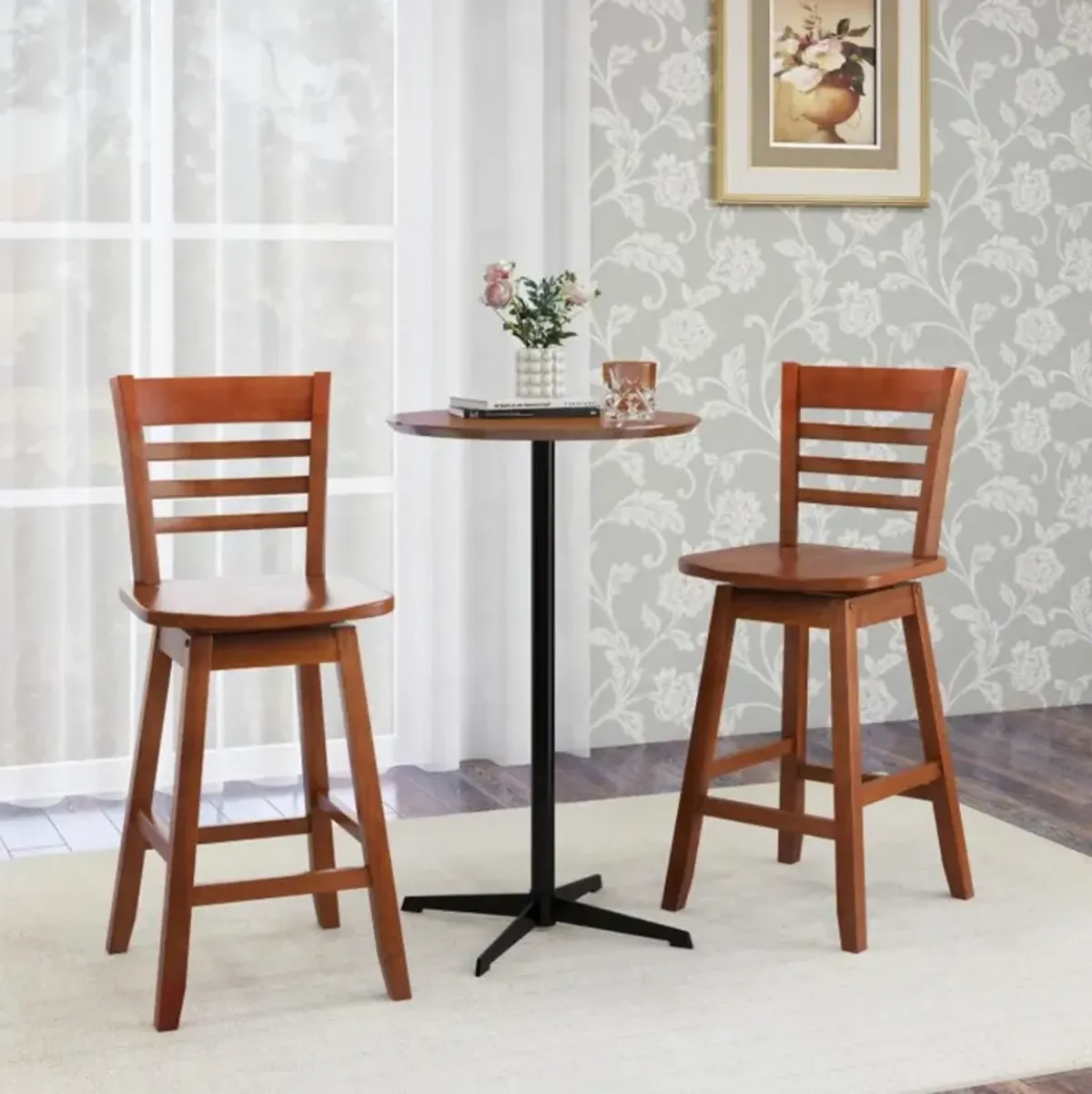 Hivvago Counter Height Barstools Set of 2 with Footrest for Kitchen Island Bar