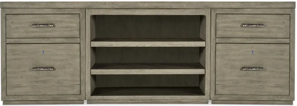 Linville Falls 84" Credenza with Two Files and Open Desk Cabinet