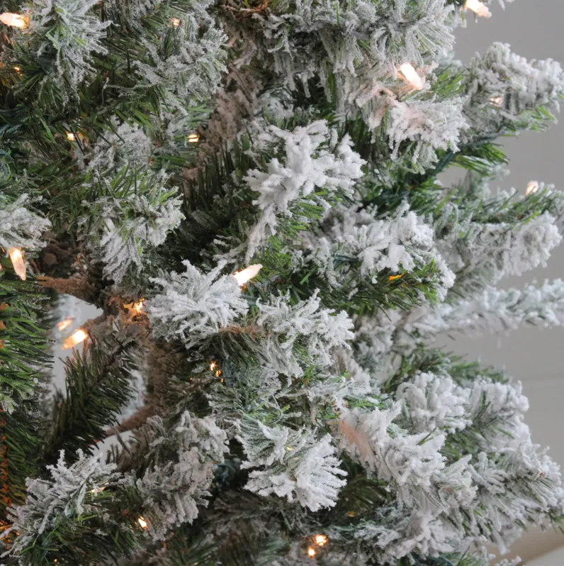 6' Pre-Lit Medium Flocked Balsam Pine Artificial Christmas Tree - Clear Lights