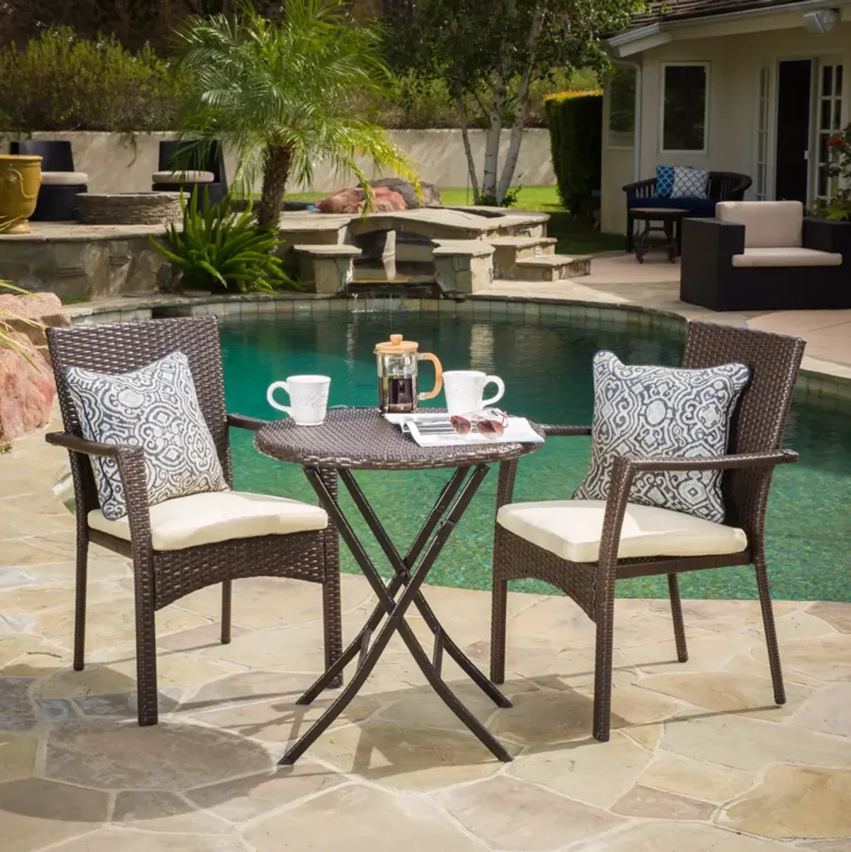 Water-Resistant, Foldable Bistro Set with Long-Lasting Rattan Finish