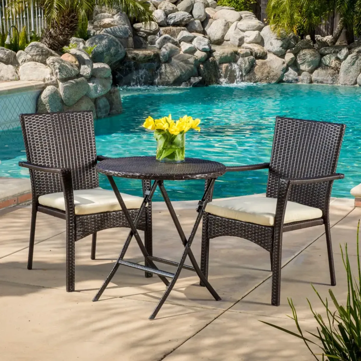 Water-Resistant, Foldable Bistro Set with Long-Lasting Rattan Finish