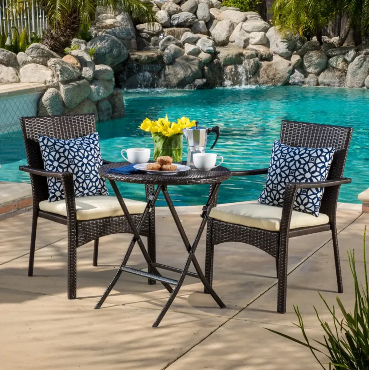 Water-Resistant, Foldable Bistro Set with Long-Lasting Rattan Finish