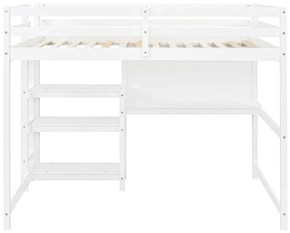 Merax Wooden Loft Bed with Desk and Writing Board