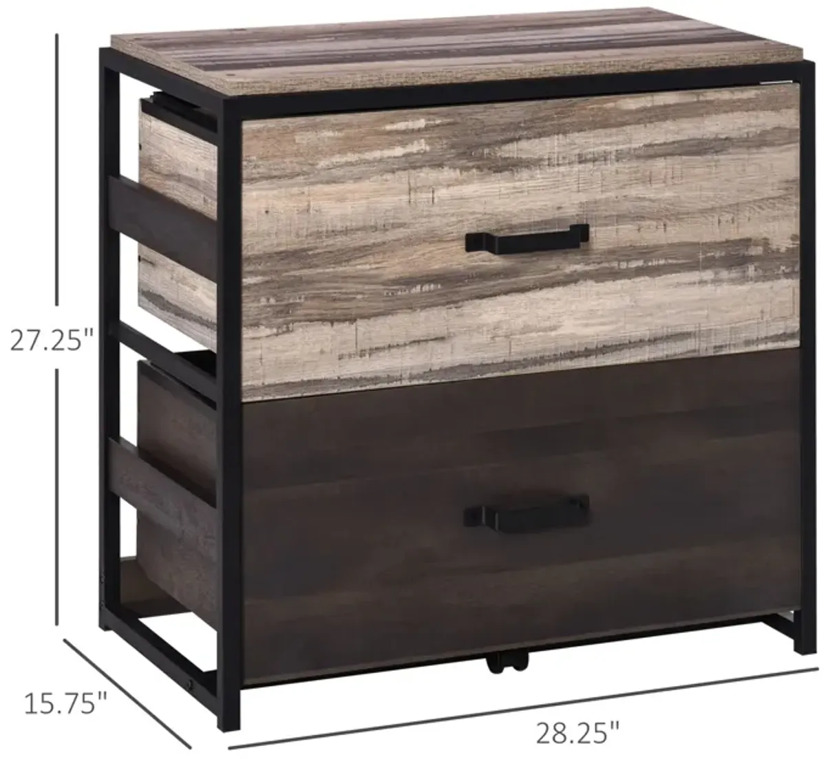 Brown/Black File Storage: 2-Drawer Office Cabinet with Adjustable Bars