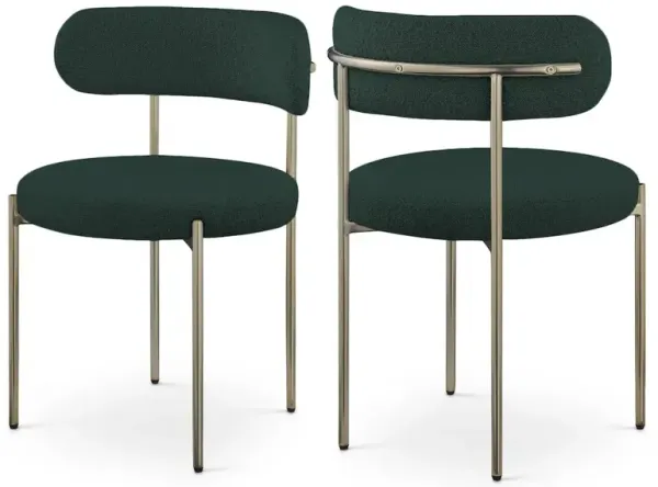 Meridian Furniture Beacon Green Boucle Fabric Dining Chair, Set of 2
