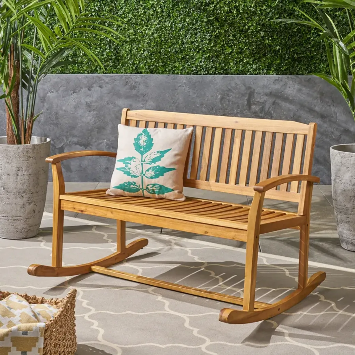 Merax Modern Nursery Rocking Loveseat Wooden Chair