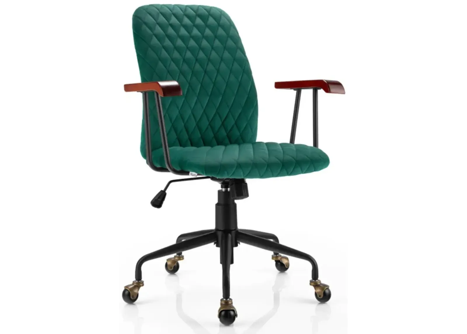 Hivvago Velvet Home Office Chair with Wooden Armrest