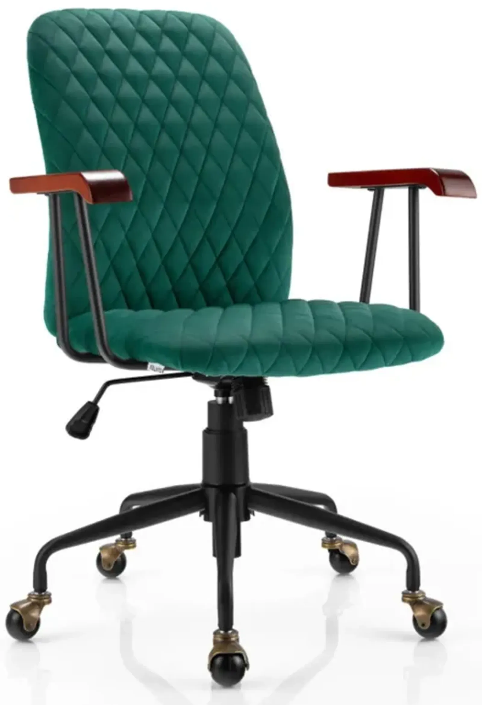 Hivvago Velvet Home Office Chair with Wooden Armrest