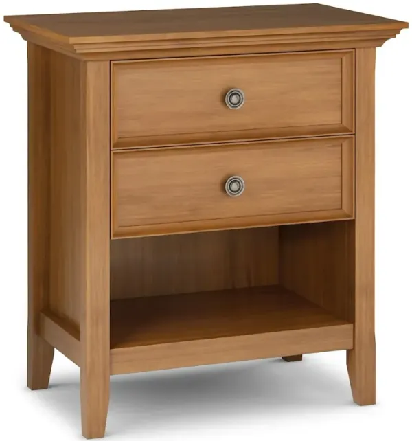 Simpli Home Amherst Solid Wood Bedside Table In Light Golden Brown