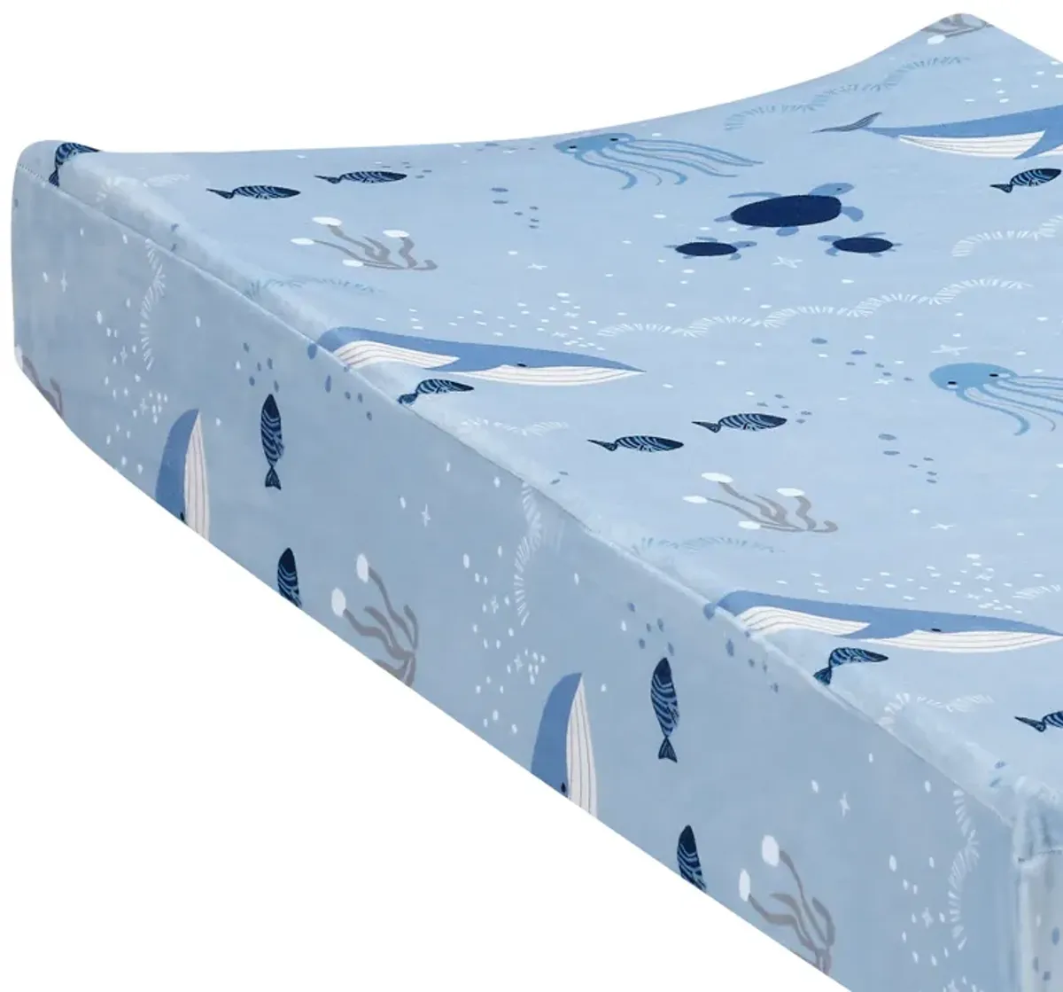 Lambs & Ivy Bubbles and Squirt Underwater Whale/Fish Soft Changing Pad Cover