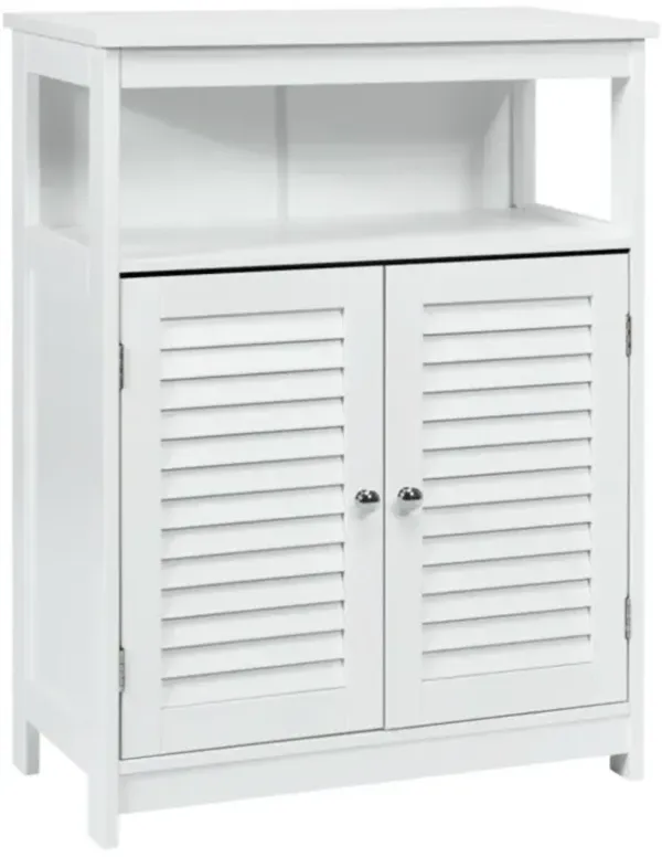 Hivvago Wood Freestanding Bathroom Storage Cabinet with Double Shutter Door