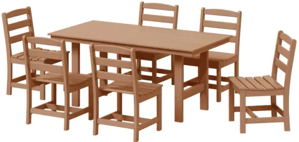 WestinTrends 7-Piece HDPE Outdoor Rectangular Patio Dining Table Set with Side Chairs