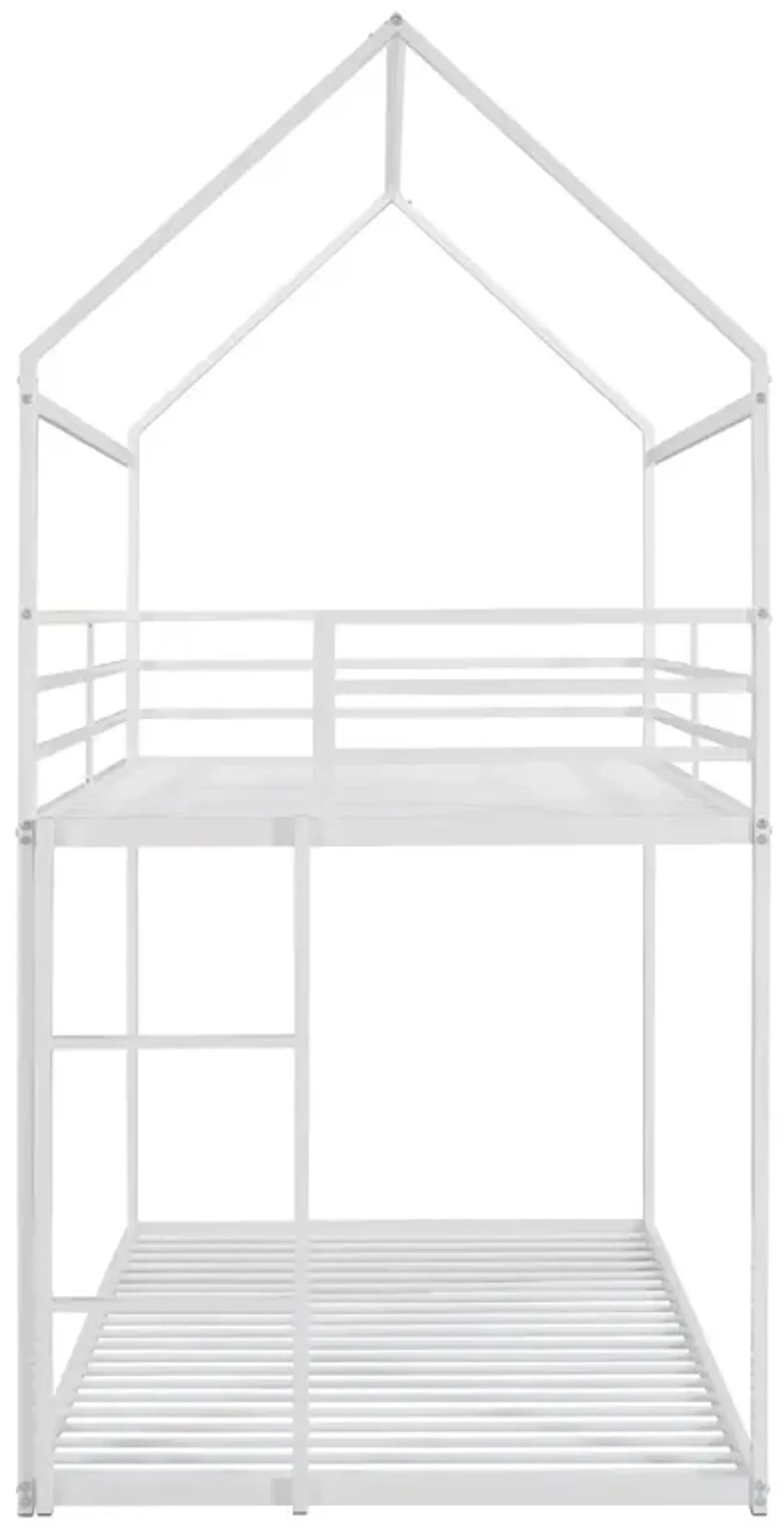 Bunk Beds For Kids Twin Over Twin, House Bunk Bed Metal Bed Frame Built-In Ladder