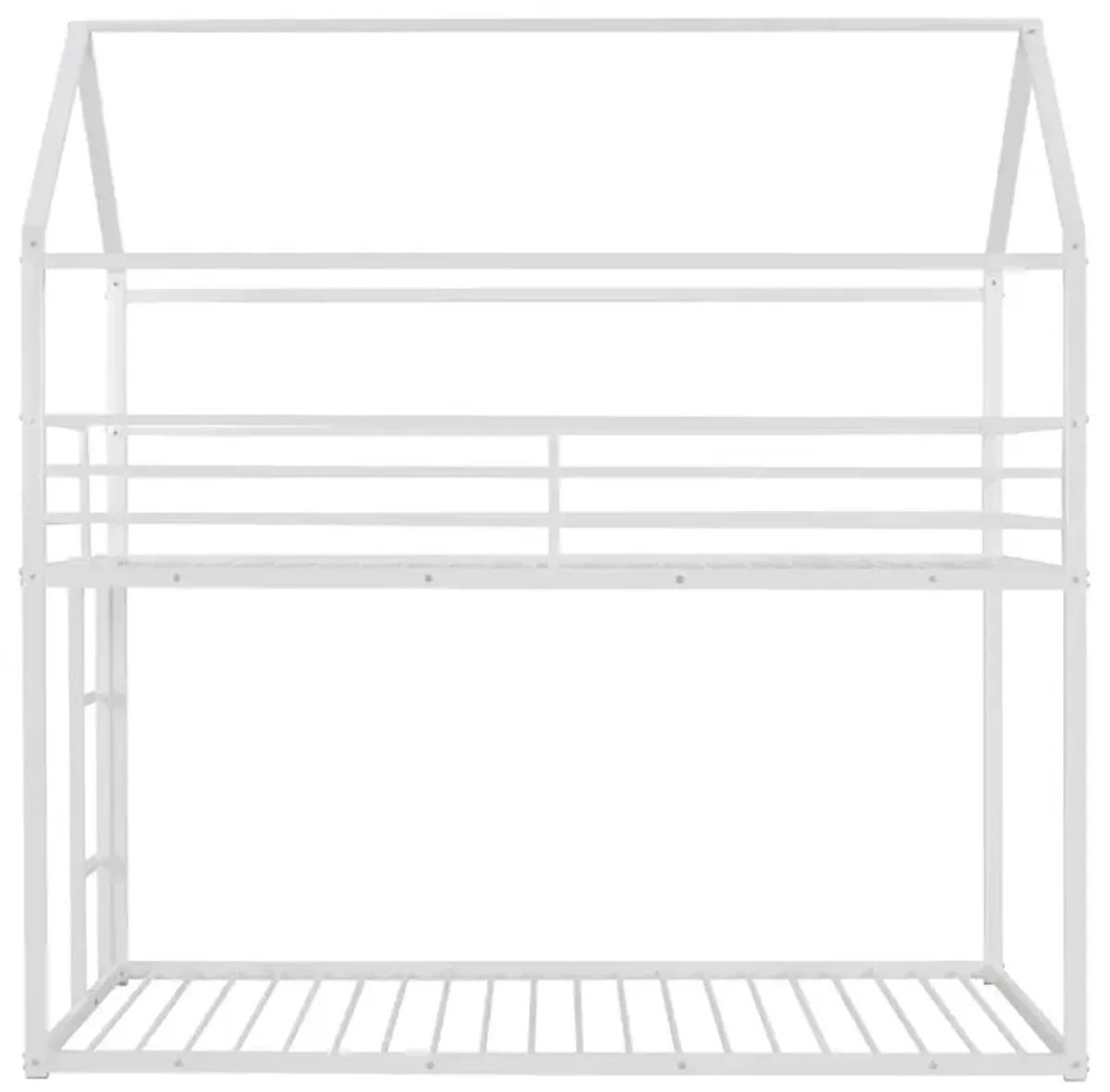 Bunk Beds For Kids Twin Over Twin, House Bunk Bed Metal Bed Frame Built-In Ladder