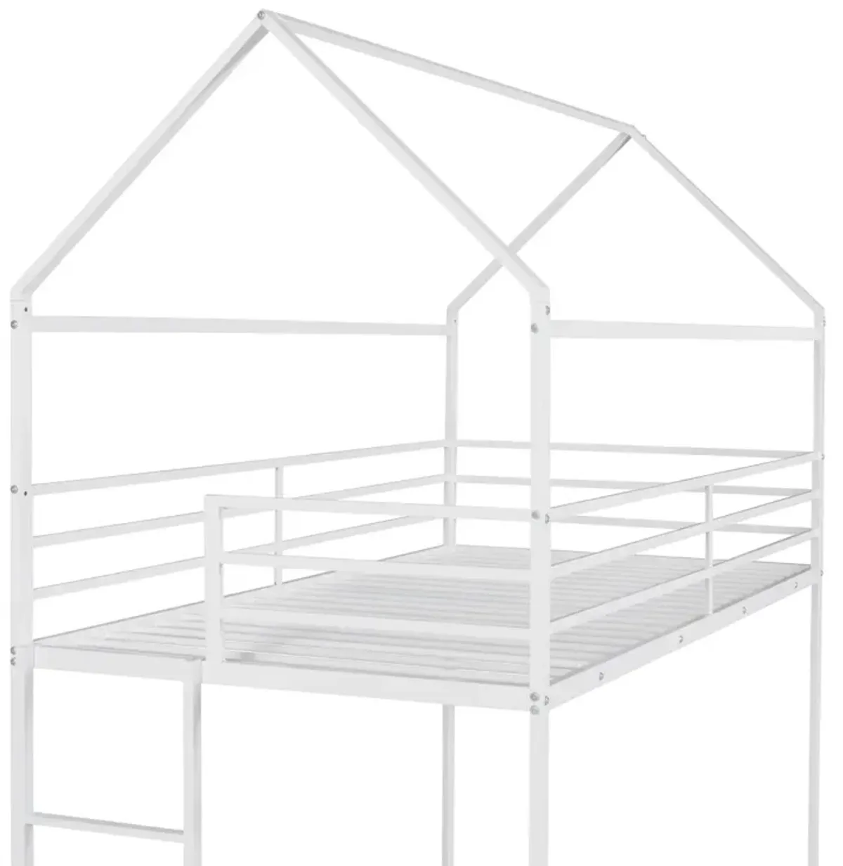 Bunk Beds For Kids Twin Over Twin, House Bunk Bed Metal Bed Frame Built-In Ladder