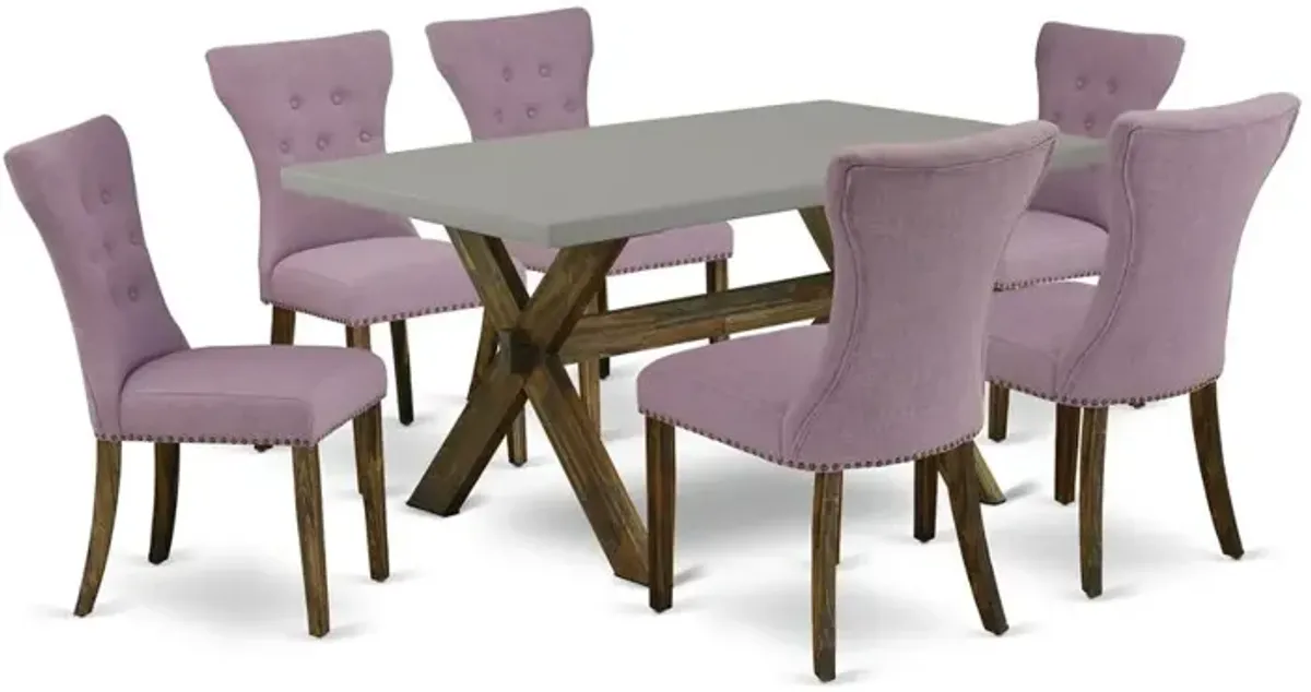 East West Furniture X796Ga740-7 - 7-Piece Dining Room Table Set - 6 Parson Dining Chairs and a Rectangular Table Hardwood Structure