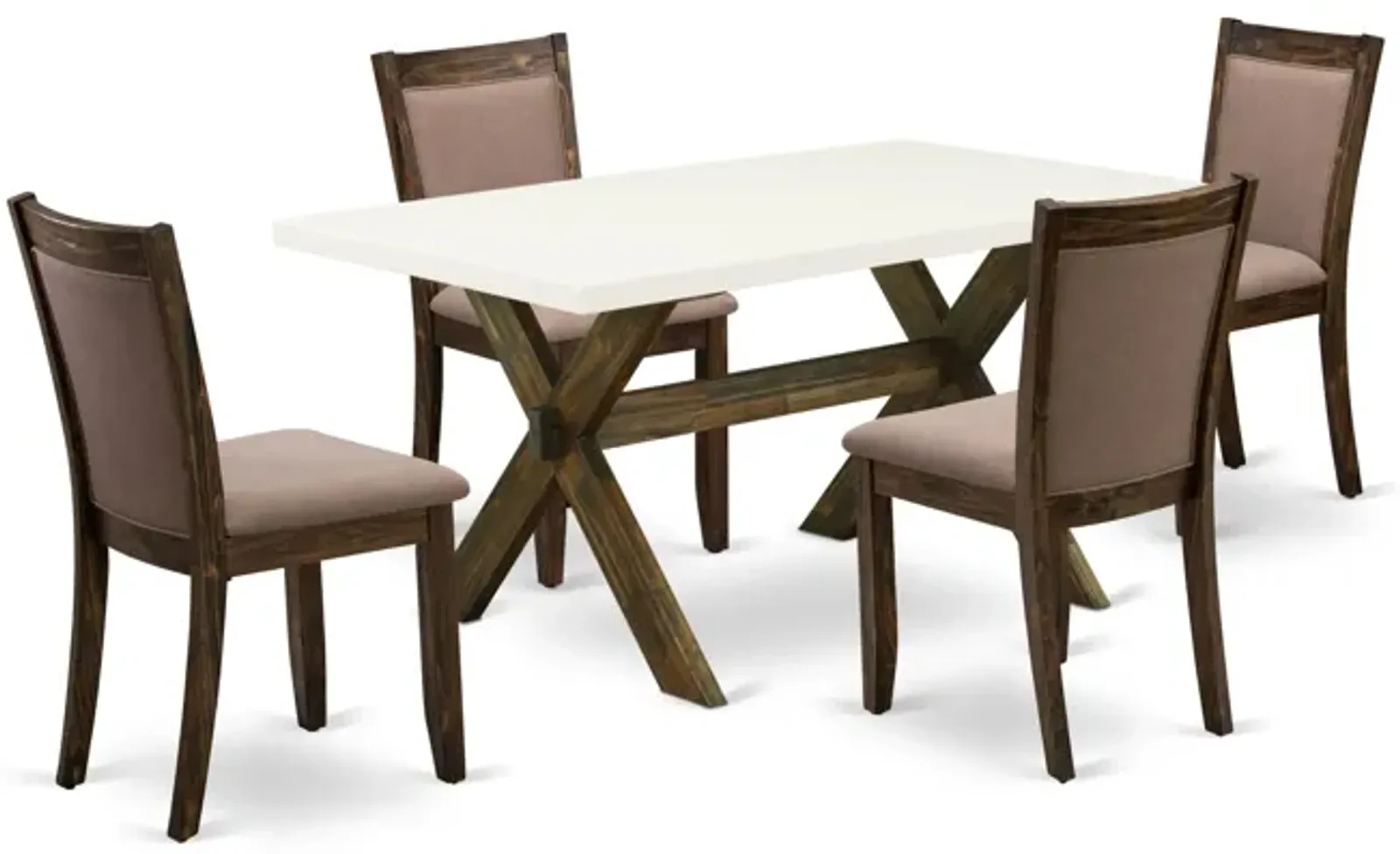 East West Furniture X726MZ748-5 5Pc Dining Set - Rectangular Table and 4 Parson Chairs - Multi-Color Color