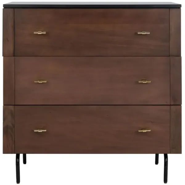 Safavieh Genevieve 3 Drawer Dresser, Black/Walnut