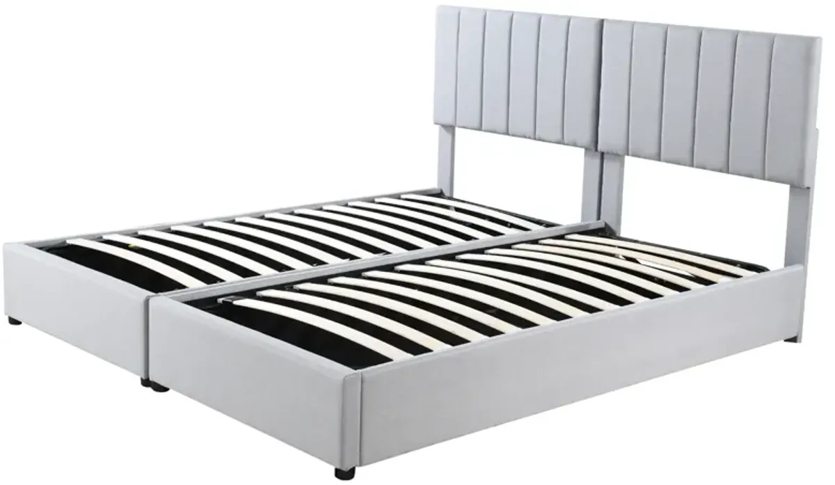 Merax Upholstered Platform Bed with Hydraulic Storage System