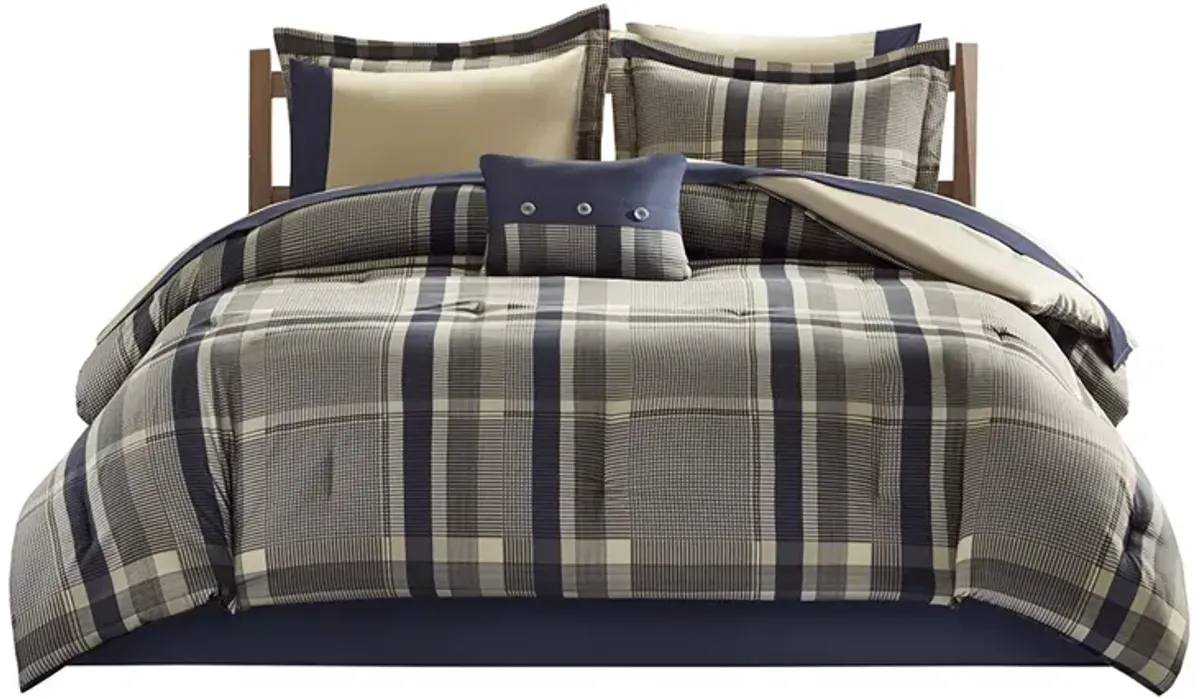 Gracie Mills Lirael Classic Plaid Brushed Microfiber Comforter Set with Bed Sheets