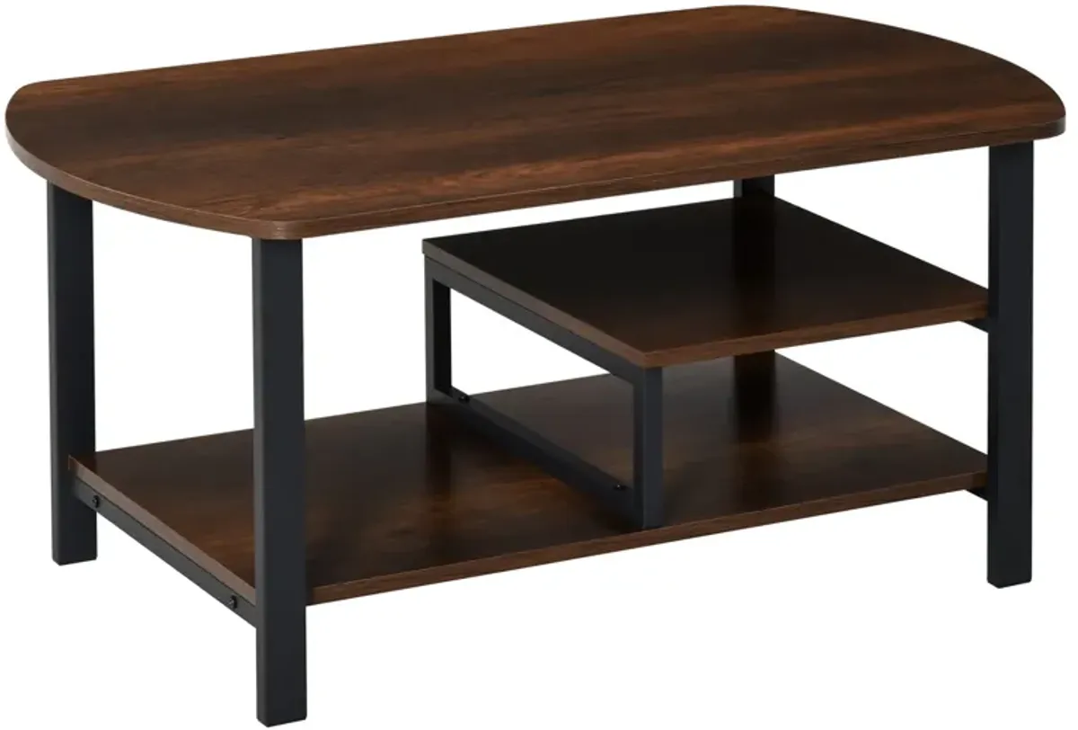 Dark Wood Vintage Table: Industrial Coffee Table with Storage