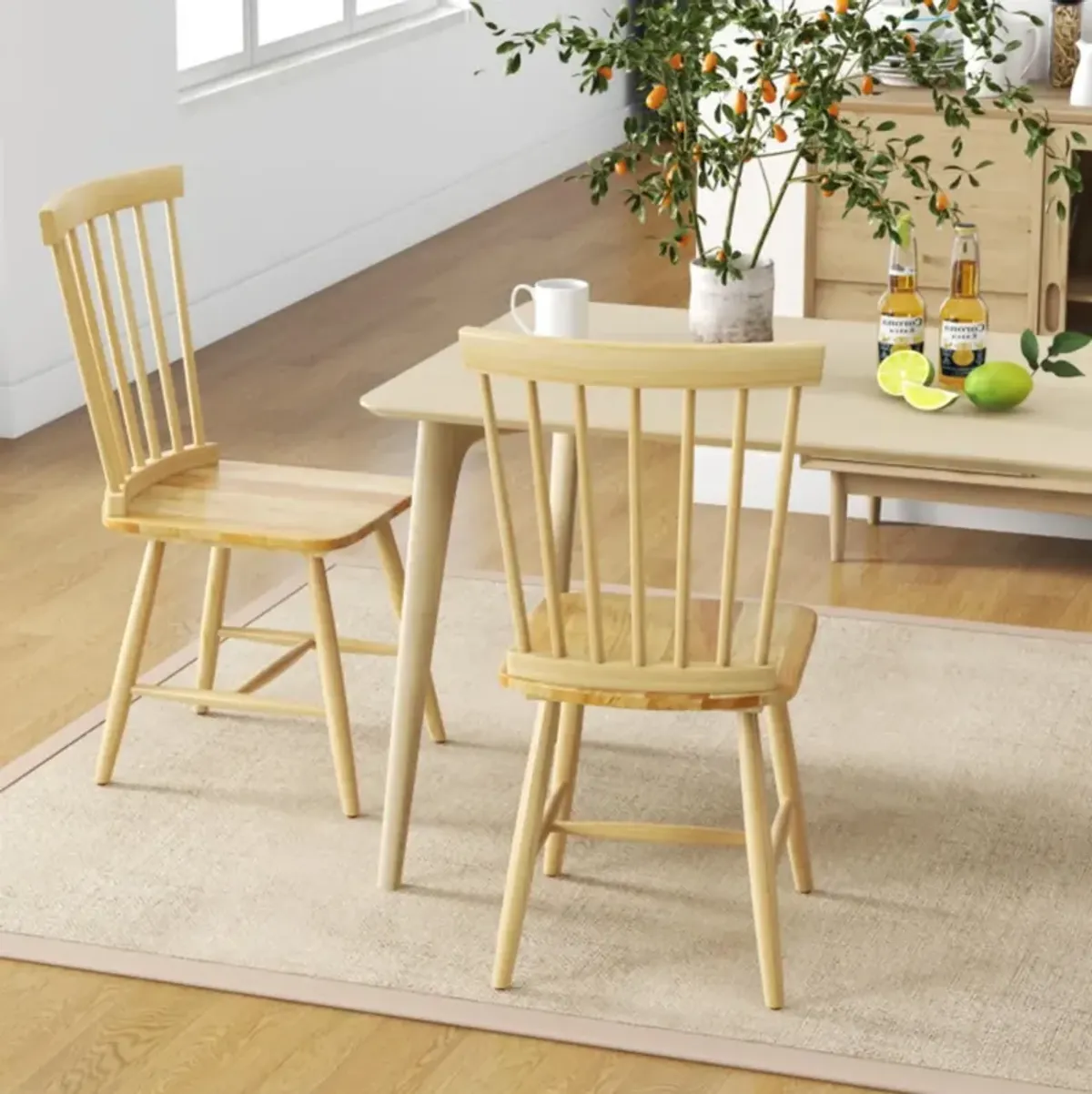 Hivvago Set of 2 Windsor Dining Chairs with High Spindle Back