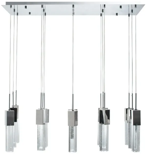 Sparkling Night Chandelier Chrome Metal and Acrylic 15 LED Light Dimmable