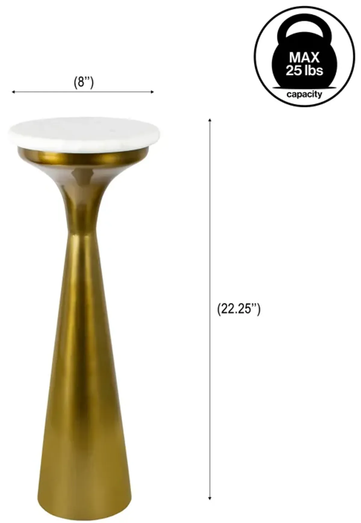 Oliver Mid-Century Glam Retro Metal Drink Table with Marble Top