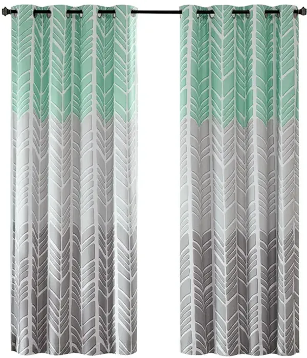 Gracie Mills Oberon Geometric Chevron Total Blackout Curtain Panel